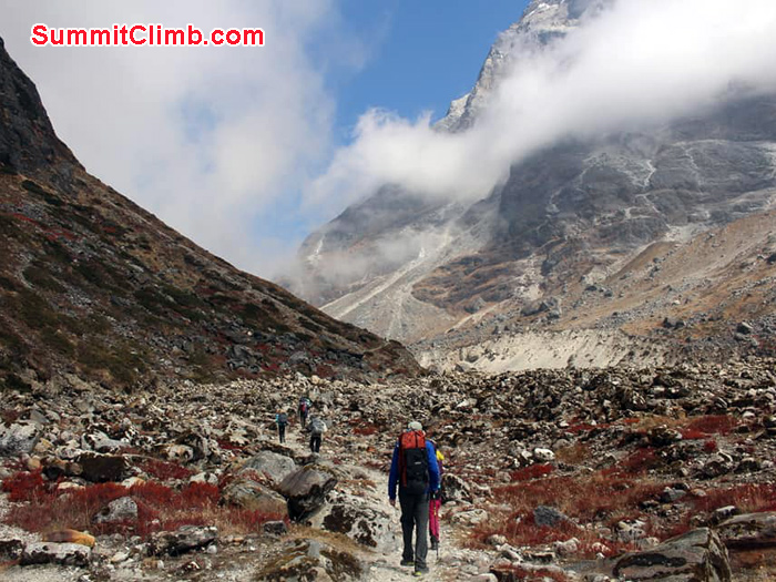 team members walking