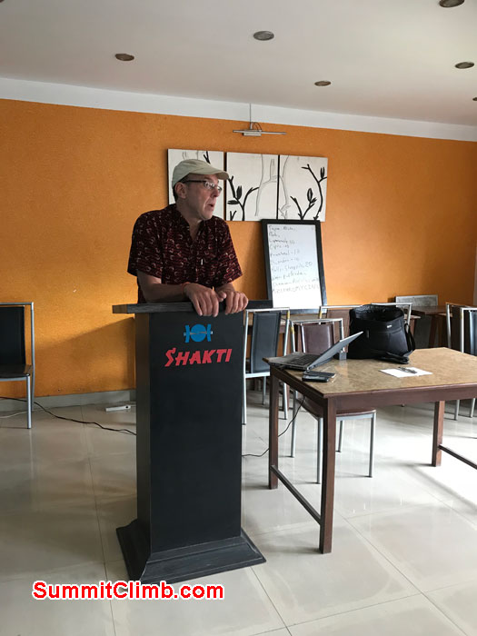 Dan Mazur at Cho Oyu Expedition briefing