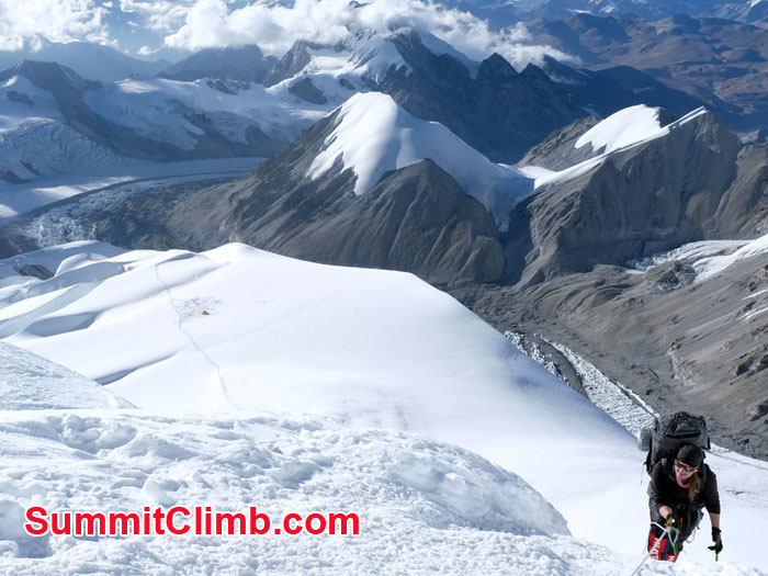 Julia climbing up from camp 2. Photo Philip