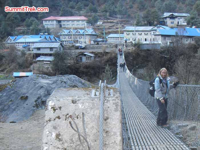 Luke Yoell enjoying staying at long bridge toward to Phakding. Photo Kaji Tamang