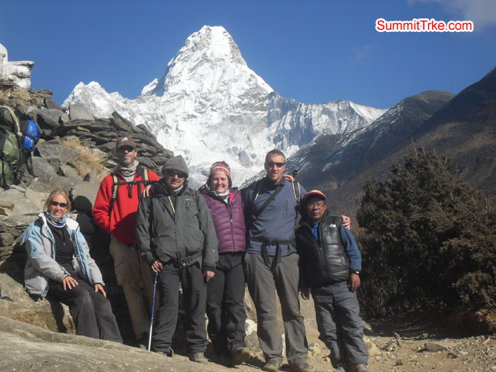 Christmas New Year members way to Pangboche, backgroud Amadablam. Photo Kaji Tamang