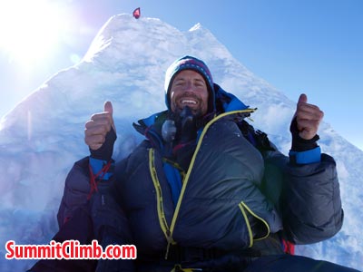 Kim at the summit of Manaslu