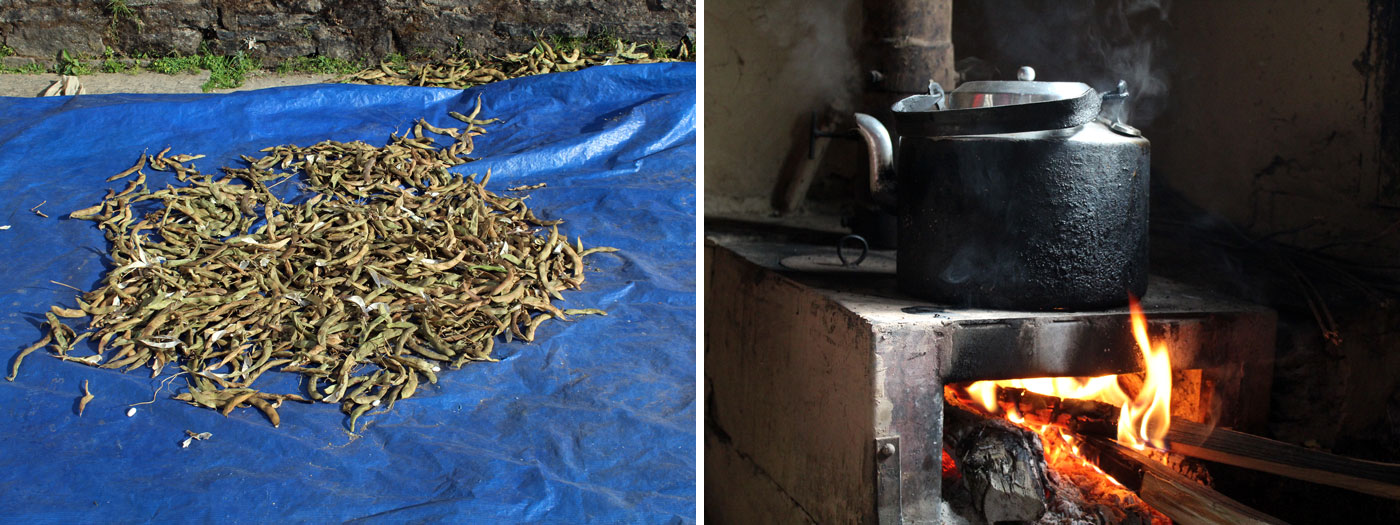 drying up vegetable Making hot tea
