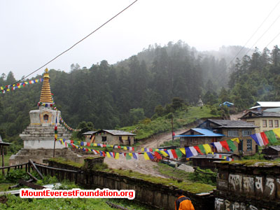 nepal volunteer trek, village from distance
