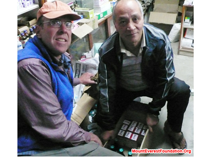 Packing medicines to be hand carried to the health post for a resupply after the last service trek. Our visiting medical professionals suggested new medicines, also we are replenishing original medicines